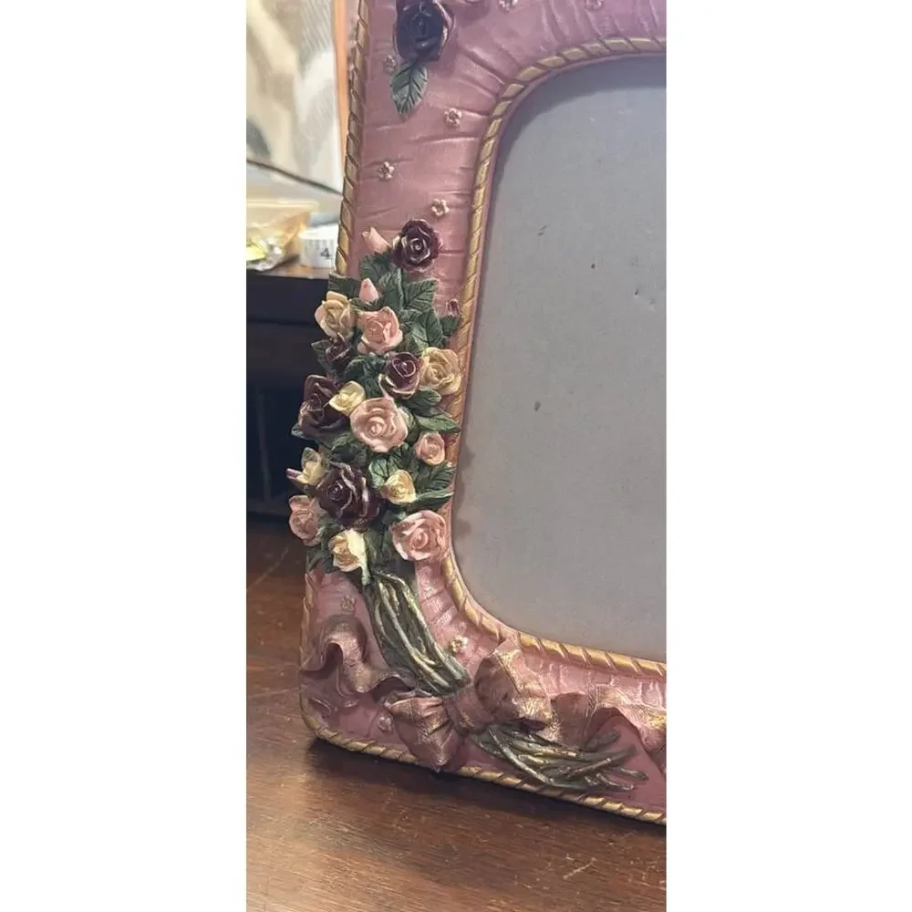 Late 90s Y2K Ganz 3D Pink Floral Picture Frame